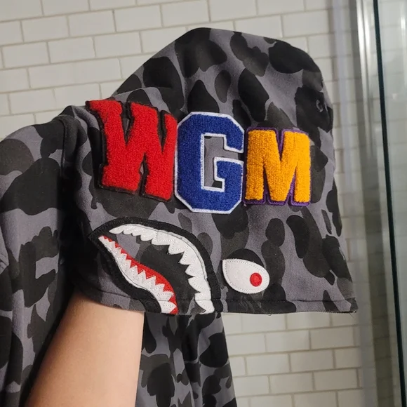 Bape A Bathing Ape Ink Camo Shark Hoodie Zip-Up.